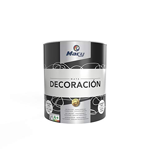 Pintura plástica mate Macy Decoración de interiores Excelente recubrimiento, perfecto acabado.  El color blanco.  750ml