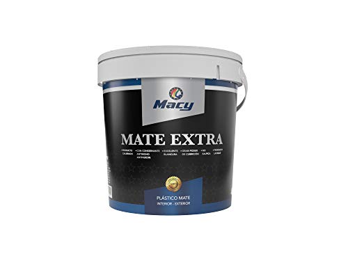 Pintura plástica Macy Extra Mat para interior y exterior con conservante antimoho y certificado CE 750 mililitros. el color blanco