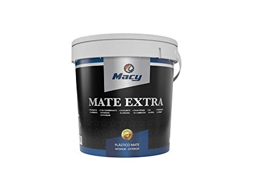 Pintura plástica Macy Extra Mat para interior y exterior con conservante antimoho y certificado CE 750 mililitros.  el color blanco