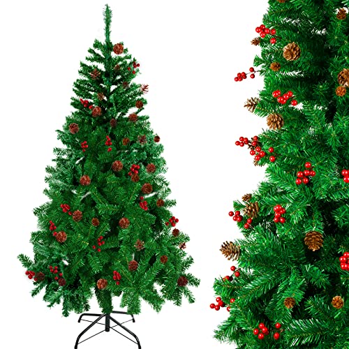 Zelaby Árbol de Navidad Artificial Verde 270 cm, Árbol de Navidad Grande, Ignífugo, Montaje Rápido, Con Base, Adornos Navideños para Interior y Exterior