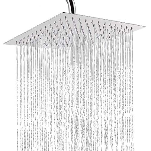 Topmail Cabezal de ducha de lluvia de alta presión de 10 pulgadas Cabezal de ducha fijo de acero inoxidable 316 Cabezal de ducha ultrafino con 121 chorros de silicona, 25 cm cuadrados