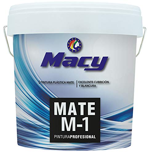 Macy M-1 Pintura plástica mate antimoho para interior y exterior con conservante antimoho.  4 litros  el color blanco