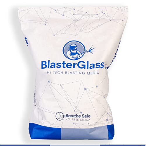 Arena de vidrio abrasivo reutilizable BlasterGlass Hi-Tech para chorreado a presión, alta compatibilidad para chorreado y sistemas de chorreado - bolsa de 10 kg