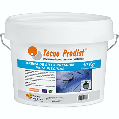 Tecno Prodist Premium Silex Arena para piscinas Cubo de 10 kg (granulometría de 0,4 a 0,8 mm) Ideal para el filtro de su piscina.