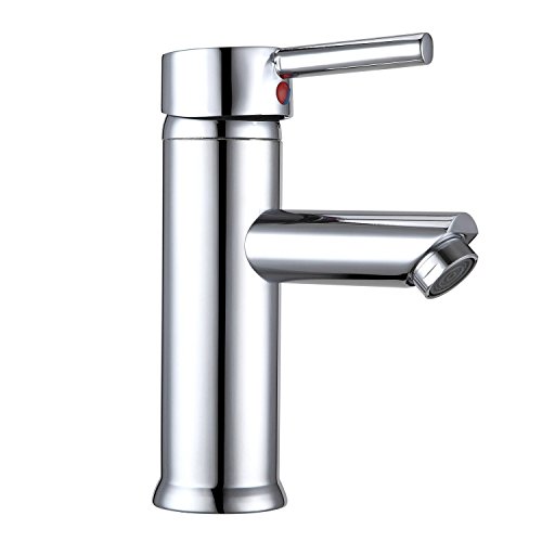 Grifo Hapilife de latón cromado para fregadero con aireador Grifo para fregadero de agua fría y caliente con mangueras de 3/8