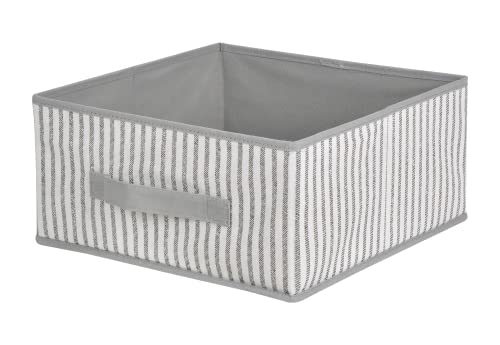 ADGO Florida Caja plegable con asa, caja armario, caja de tela, softbox, caja de almacenamiento y caja organizadora, armario ropero, tela no tejida, rayas beige (15 x 31 x 31 cm, sin tapa)