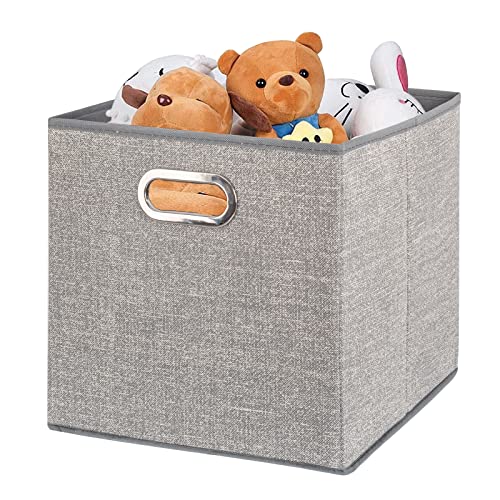 ARVINKEY Cajas de almacenamiento plegables no tejidas con asas, 32 x 32 x 31 cm, cajas de almacenamiento plegables para juguetes, libros, armario, hogar, escritorio (gris)