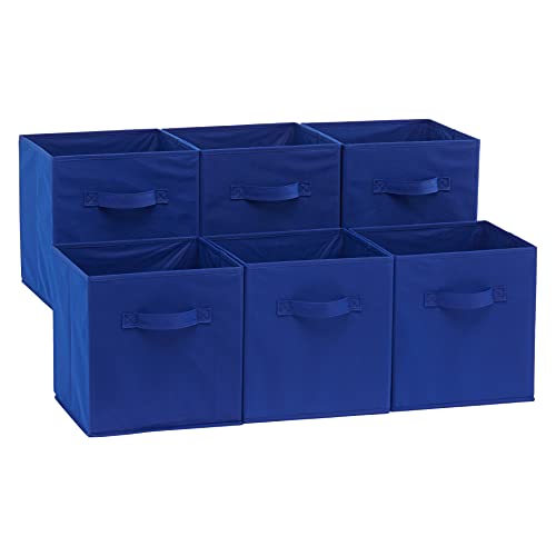 Amazon Basics cajas de almacenamiento plegables, paquete de 6, azul marino