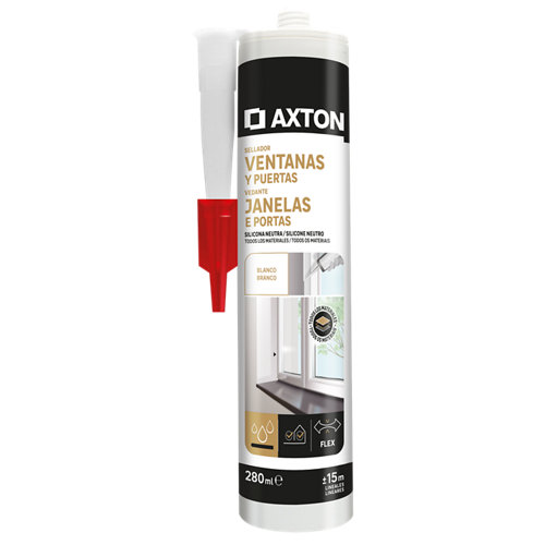 Silicona neutra para ventanas y puertas Axton 280 ml blanco