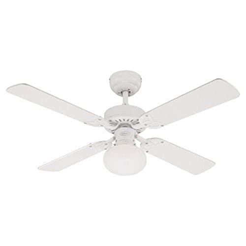 Ventilador de techo Westinghouse Lighting Vegas, metal, acabado blanco con aspas reversibles de pino blanco/blanco