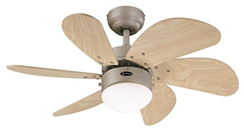Ventilador de techo Westinghouse Turbo Swirl E14, 60 W, con cable, titanio