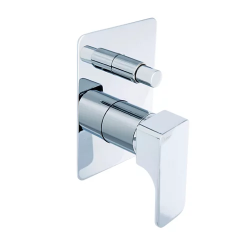 Grifería de ducha empotrada con monomando bidireccional cubo plateado