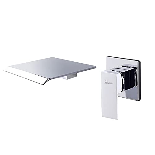 PHASAT Grifo de lavabo de pared Grifo de bañera de empotrar con boca de cascada de 20 cm de ancho BC02E