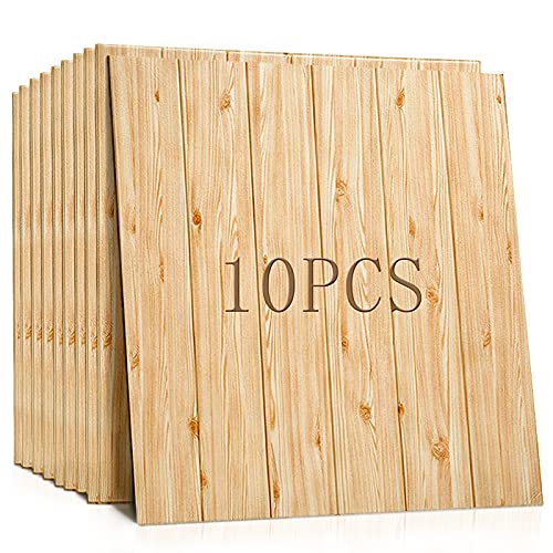 K & F-qianzhi Fondo Panel de pared 3D Imitación de madera Revestimiento de ladrillo granulado Ladrillo Shell Grupo Papel tapiz Sala de estar Cocina Decoración de pared 10 paquetes