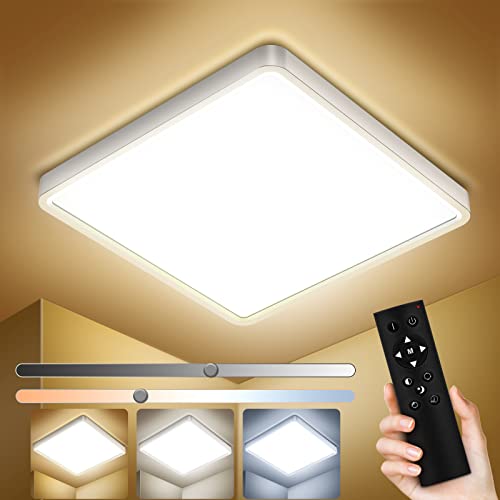 Plafón LED IAB 36W Dimabile 4320LM con mando a distancia, Plafones 30CM 3000K-6000K, Plafón LED cuadrado moderno IP44, Plafón ultrafino para baño, salón, dormitorio, cocina