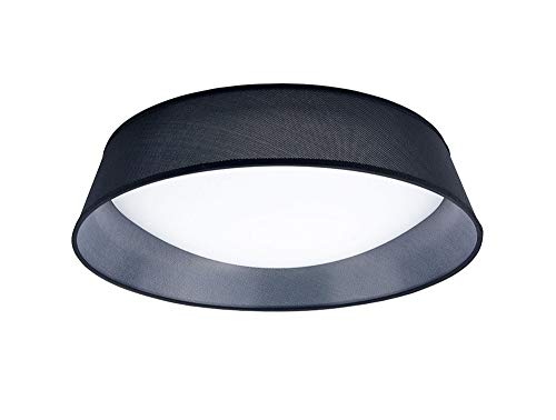 Inspirado Mantra - Plafones Nórdicos - Plafón afeitado, 5 luces E27, cilíndrico 60 cm, acrílico blanco con pantalla negra