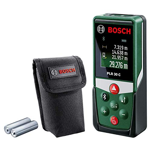 Telémetro láser Bosch PLR 30 C (dependiendo de la aplicación, rango de medición: 0,05–30 m, precisión: ± 2 mm, en caja)