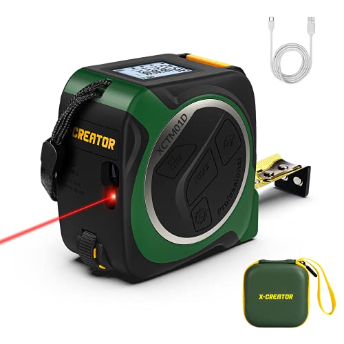 Cinta métrica láser 3 en 1, telémetro láser X-CREATOR, medición láser de 40 m y cinta métrica de 5 m, medición de arco, pantalla HD y LCD, alta precisión, telémetro digital recargable por USB