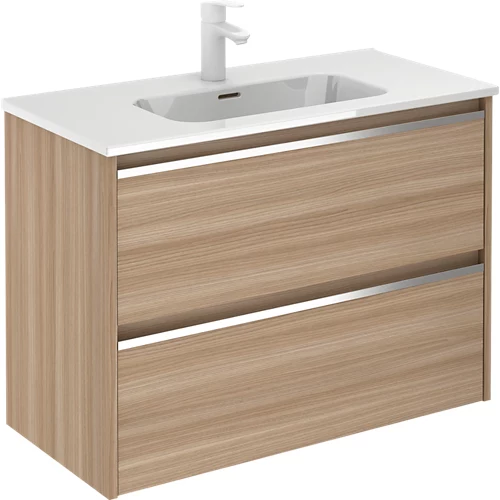Mueble de baño con lavabo Beta con 2 cajones nogal arenado 80x38 cm