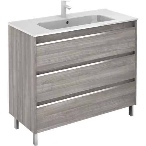 Mueble de baño con lavabo Beta con 3 cajones gris arenado 100x45 cm