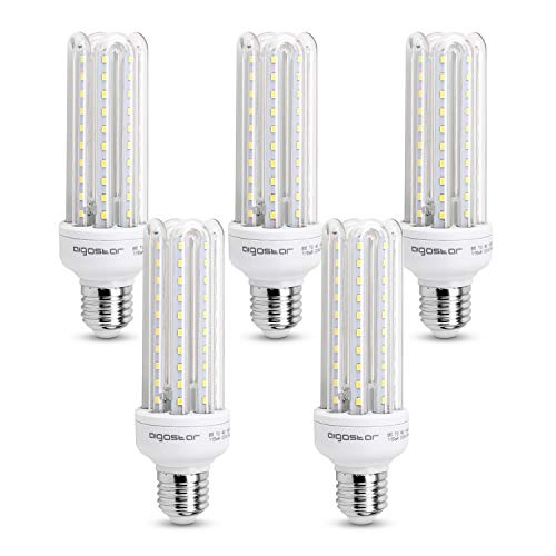 Aigostar - Bombilla LED B5 T3 4U, E27, 15W, ángulo 360°, luz blanca fría 6400K, 1200 lúmenes, regulable - Pack de 5