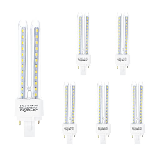 Aigostar- Pack de 5 bombillas LED PLC 2U, tubo maíz G24 11 W, luz fría 6400K