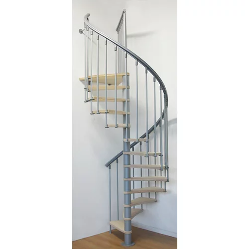 Hermosa escalera de caracol circular para uso interior diámetro 130 cm gris / haya