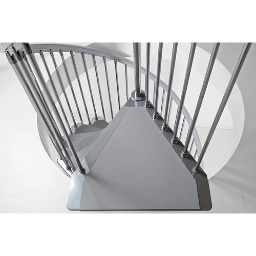 Escalera de caracol circular de acero para uso interior cromada de 120 cm de diámetro