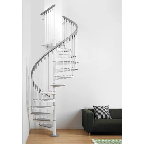 Escalera de caracol circular de acero para interior diámetro 120cm blanco/gris