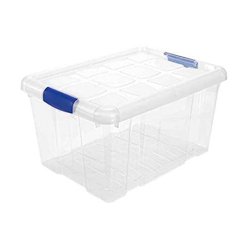 AC - Caja de almacenaje de plástico transparente nº1.  Recipiente para guardar juguetes, libros, ropa, mantas.  Capacidad 16 litros.  Dimensiones aprox.: 39,6 x 29,6 x 21,5 cm