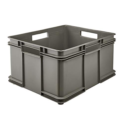 Caja de almacenamiento Keepeper Eco Bruno eurobox XXL, plástico (PP), 54 l, reciclado, gris, 52 cm
