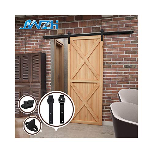 Herrajes para puertas corredizas de 6 pies / 183 cm Kit de herrajes para puertas corredizas en forma de J negro