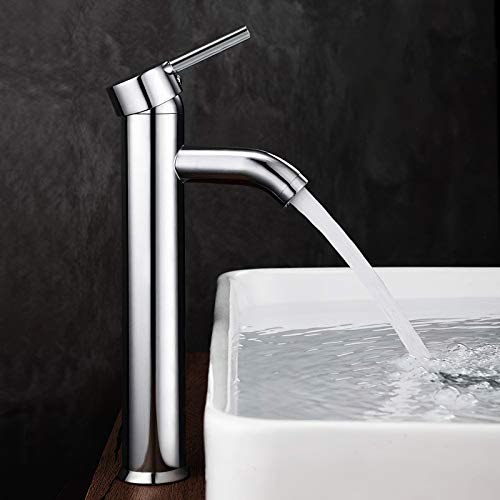 Grifo de lavabo GAVAER, grifo de lavabo de baño duradero, grifo monomando alto y práctico, válvula de cerámica, grifo de agua fría y caliente, grifos de lavabo de metal cromado.