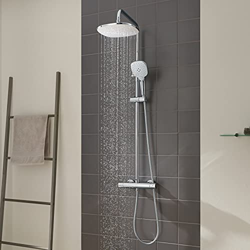 CECIPA Columna de ducha termostática redonda Grifo de ducha termostático 24*24 cm ducha lluvia y teleducha con 3 jets de acero inoxidable