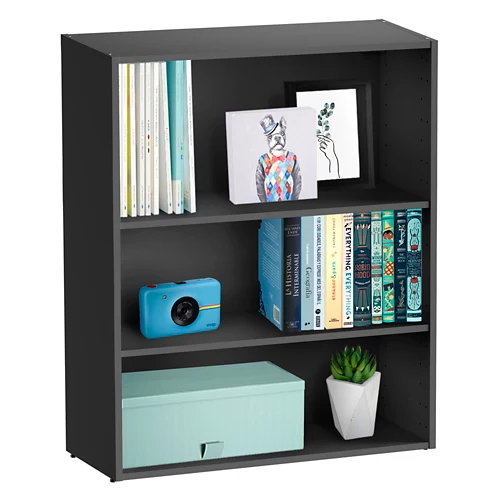 librería spaceo home con dos baldas grises 80x100x30 cm