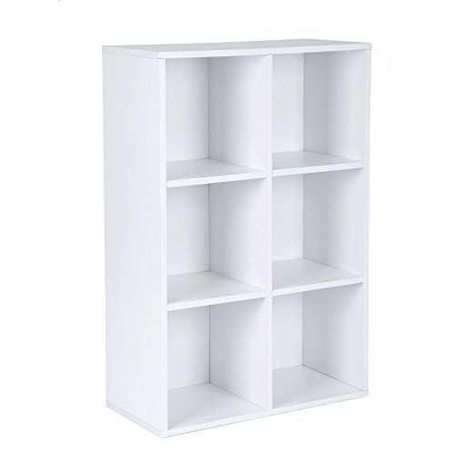 VASAGLE Librería con 6 compartimentos 65,5 x 30,5 x 97,5 cm Blanco LBC203D, blanco