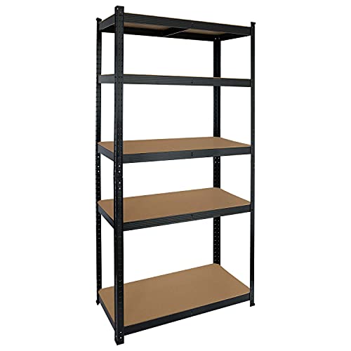 Estantes modulares negros con 5 estantes ajustables  GH91 |  Estantes para uso profesional o doméstico  Dimensiones 180x90x40cm |  Soporta hasta 875 Kg |  2 años de garantía