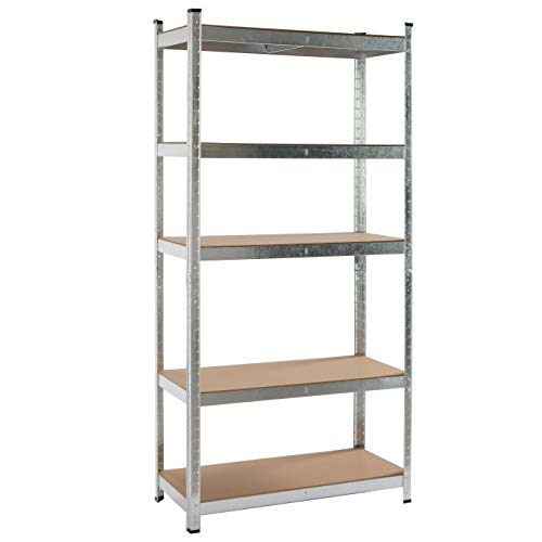 KG KitHome - Estante de almacenamiento 5 estantes, 180x90x40cm, 175Kg por estante, galvanizado y MDF, GALVA 5B9040175K