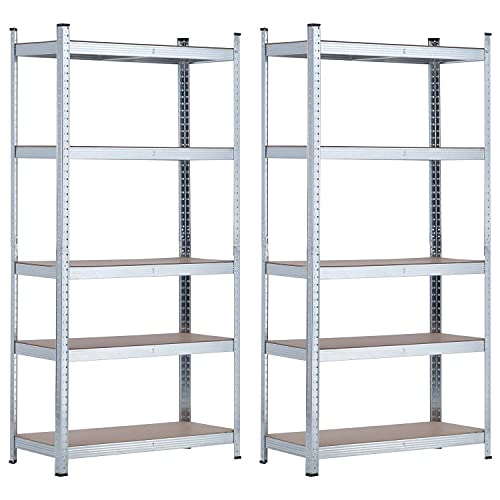 Garden House Garage 91 Pack de 2 baldas modulares galvanizadas con 5 baldas regulables 180x90x40cm 875Kg GH91