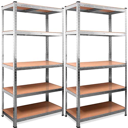 Inicio |  Juego de 2 estantes de metal galvanizado  875Kg 5 baldas |  Mide 180 x 90 x 40 cm