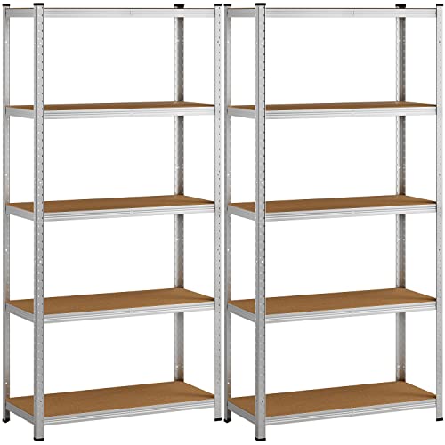 Deuba Set 2x estantes metálicos 180x90x40cm 875kg estantes para cargas pesadas 5 estantes de taller
