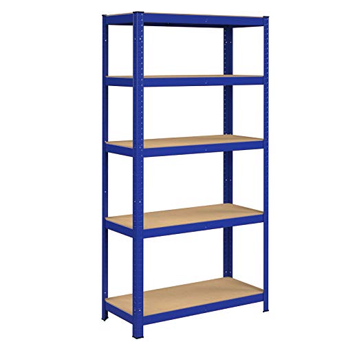 SONGMICS estantería con 5 niveles, baldas duraderas, balda regulable en altura, carga total 875 kg, para garaje, sótano, 180 x 90 x 40 cm, azul GLR40Q