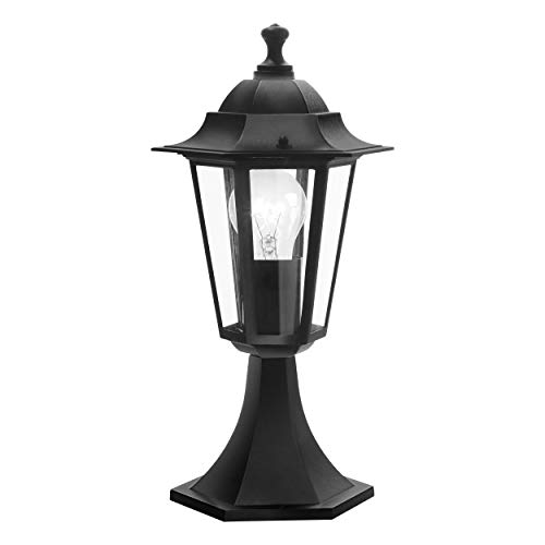 Lámpara de exterior EGLO Laterna 4, 1 llama de exterior, lámpara con base de fundición de aluminio y cristal, color negro, portalámparas E27, IP44