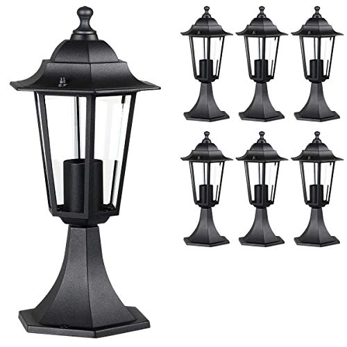 Monzana Conjunto de 6 lámparas de jardín color antracita avellana 60W Lámpara rústica para el camino de entrada o terraza exterior