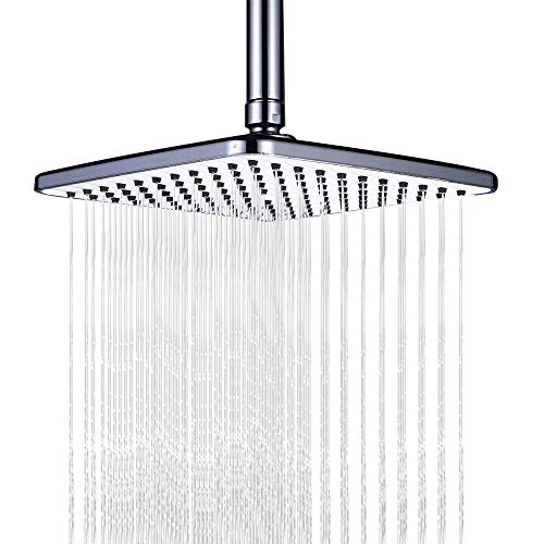 Homelody Cabezal de ducha cuadrado Cabezal de ducha de lluvia con cabezal de ducha de lluvia antical, cabezal cromado, acero inoxidable 304, puntas de silicona, ducha de lluvia, 8 pulgadas, 20X20cm