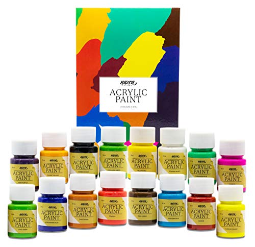 Juego de pintura acrílica Nazca para obras de arte y manualidades - 16 colores x 30 ml - acrílico Perfecto para usar en lienzo, madera, papel, cartón, plástico - ideal para artistas de cualquier nivel