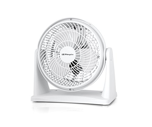Orbegozo BF 0128 - Ventilador de caja 2 en 1, de sobremesa y de pared, 2 velocidades, cabezal regulable, aspas de 23 cm, 23 W, blanco