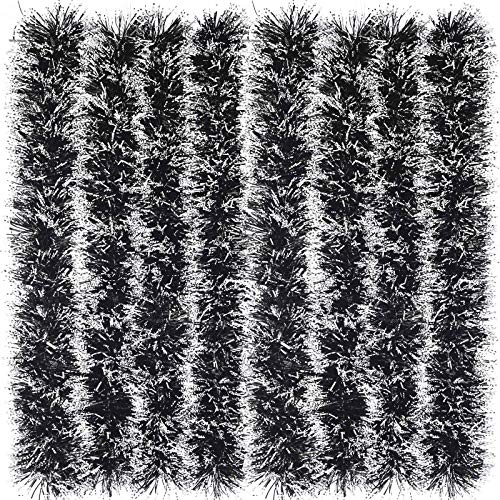 eBoot Guirnalda de borlas navideñas de 39.4 pies Guirnalda de metal brillante Decoraciones para árboles de Navidad para decoraciones de Navidad en interiores y exteriores (negro)