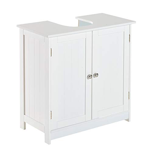 Mueble HOMCOM para debajo del lavabo o mueble de baño Mueble de almacenamiento de madera 60x30x60cm blanco