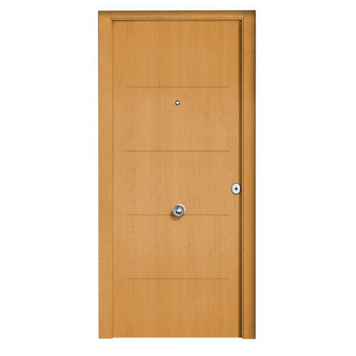 Saga puerta metálica entrada izquierda roble fresado 90x210 cm